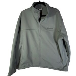Columbia Mens XXL Softshell Fleece Lined Full Zip Jacket Sage Green Gray
